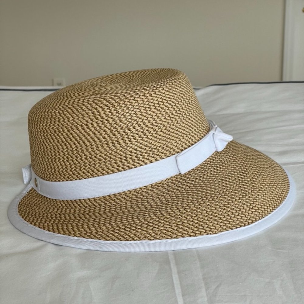 Eric Javits Squishee Sunhat Natural with White Trim